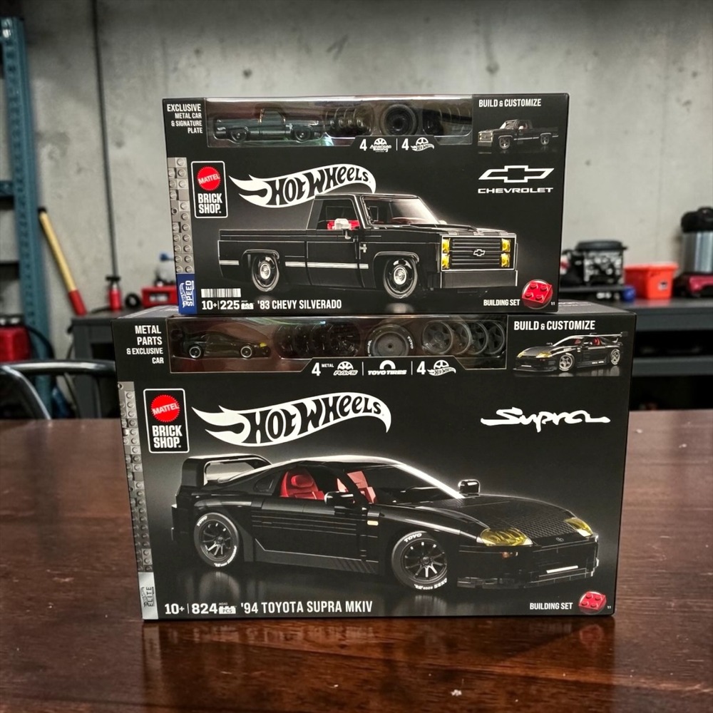 Mattel Brick Shop Hot Wheels 94 Supra and 83 Silverado